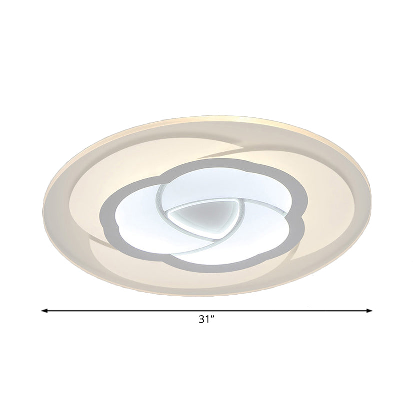 LED Flower Acrylic Flush Mount Bedroom Light with White Shade - 3 Sizes & Light Options