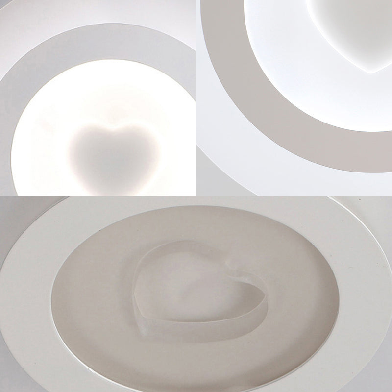 Modern Round Acrylic Flush Mount Light LED - 8"/16.5"/20.5" Wide Flush Lamp with Heart Pattern - Warm/White Light