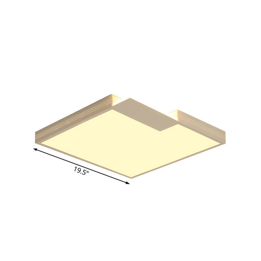 Minimalist Led Ceiling Lighting: Square Acrylic Flush Mount White 16/19.5 Width Warm/White Light