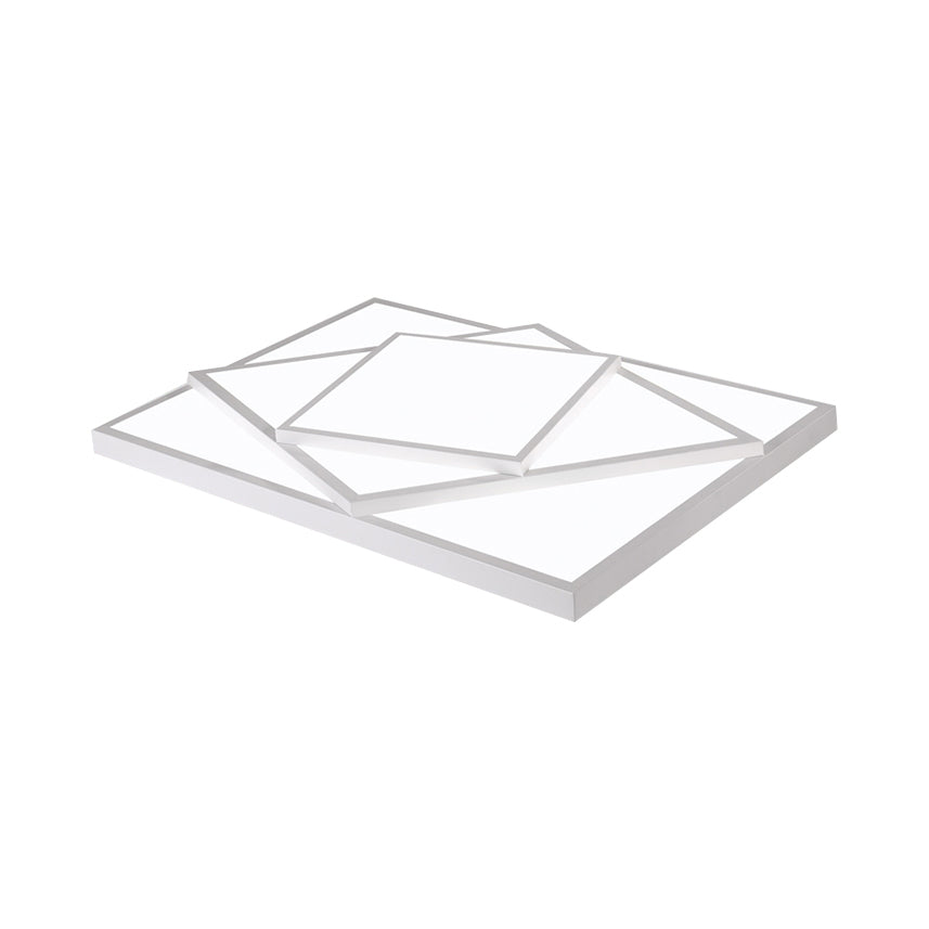 Modern Metal LED Flush Mount Ceiling Light Fixture for Living Room - Black/White, Rectangle/Square, 16"/19.5"/25" Wide