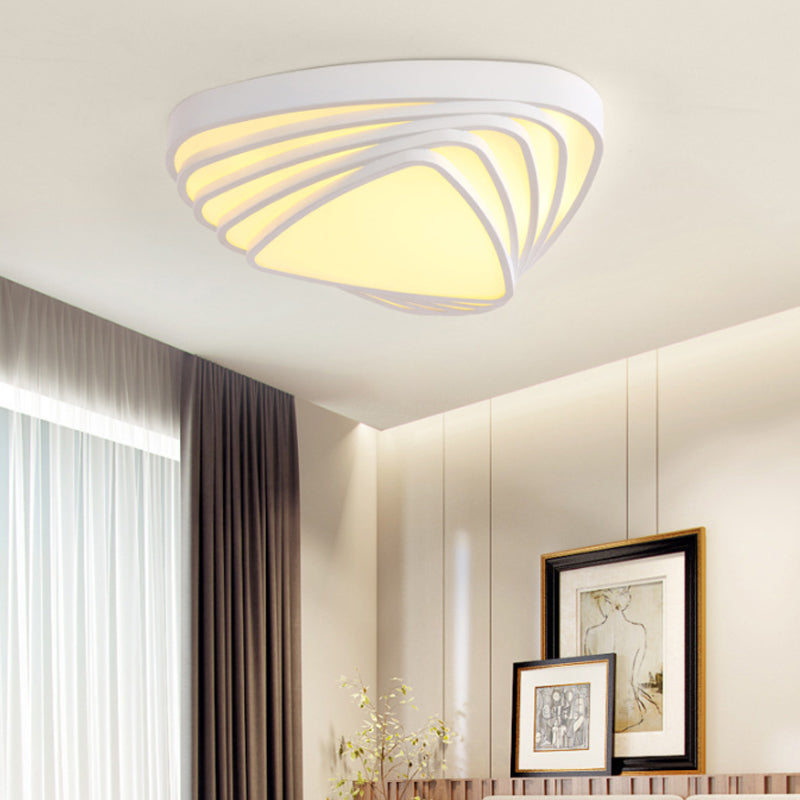 Modern Triangle Acrylic Shade Flush Mount LED Light Fixture - White Bedroom Ceiling Light (Warm/White)
