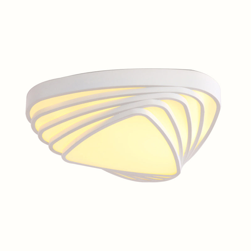Modern Triangle Acrylic Shade Flush Mount LED Light Fixture - White Bedroom Ceiling Light (Warm/White)