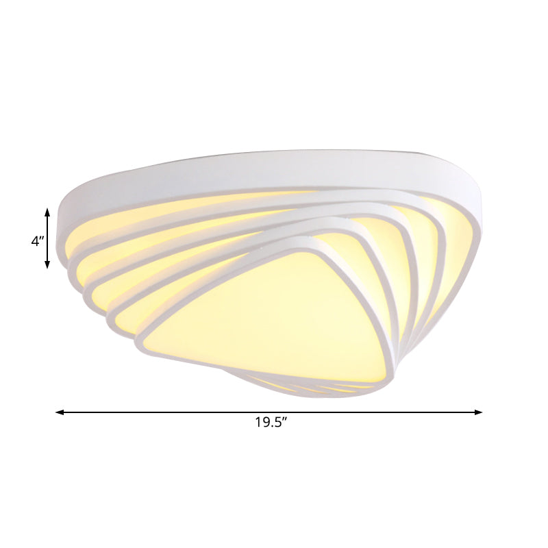 Modern Triangle Acrylic Shade Flush Mount LED Light Fixture - White Bedroom Ceiling Light (Warm/White)