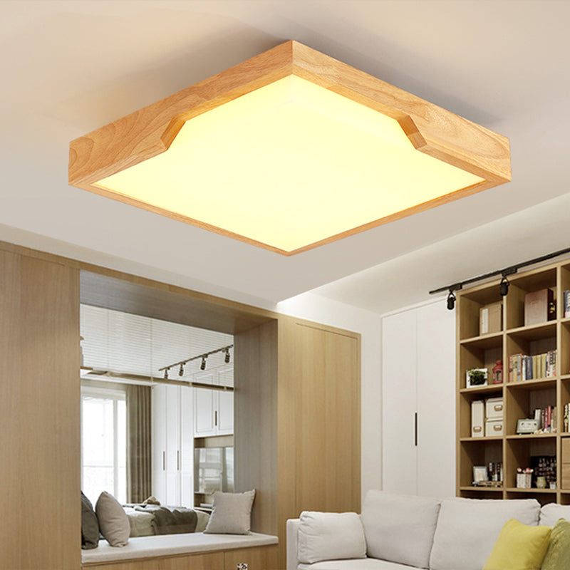 Modern Wooden LED Ceiling Lamp - Single Light Flush Mount Fixture (3 Sizes: 16"/19.5"/23.5")