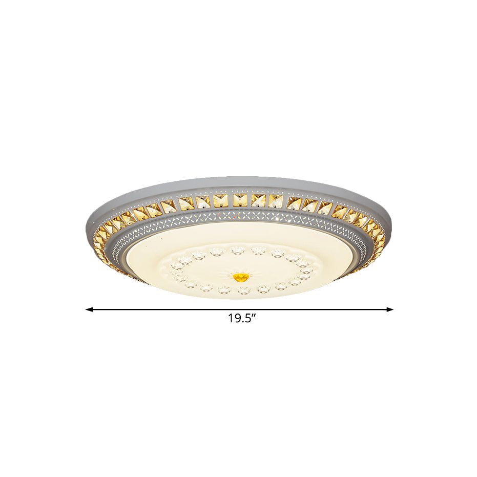 Contemporary LED Crystal Accent Ceiling Light Fixture - White, 19.5"/23.5"/31.5" Width