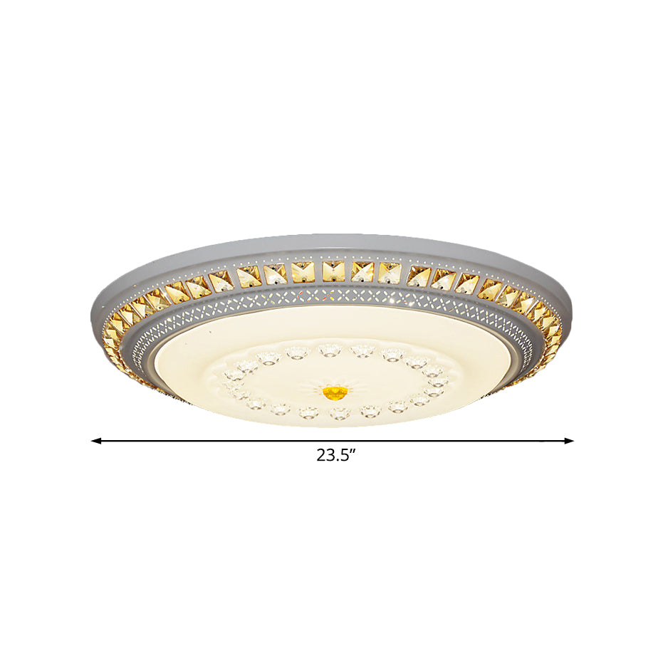 Contemporary LED Crystal Accent Ceiling Light Fixture - White, 19.5"/23.5"/31.5" Width