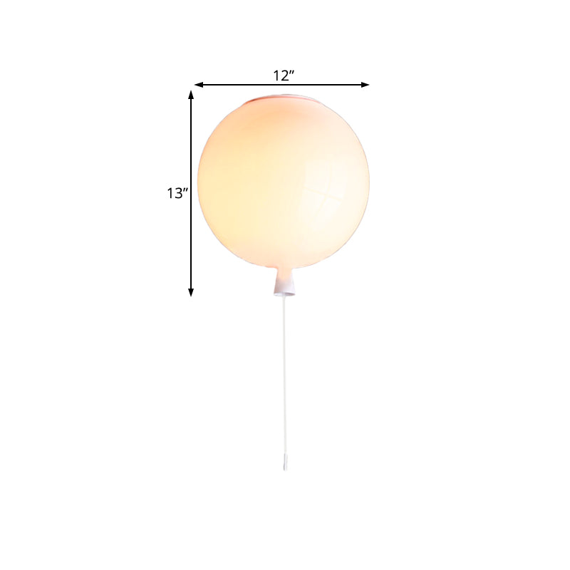 Modernist Style Balloon Shade Suspension Lamp - 8/10 Width White Ceiling For Living Room