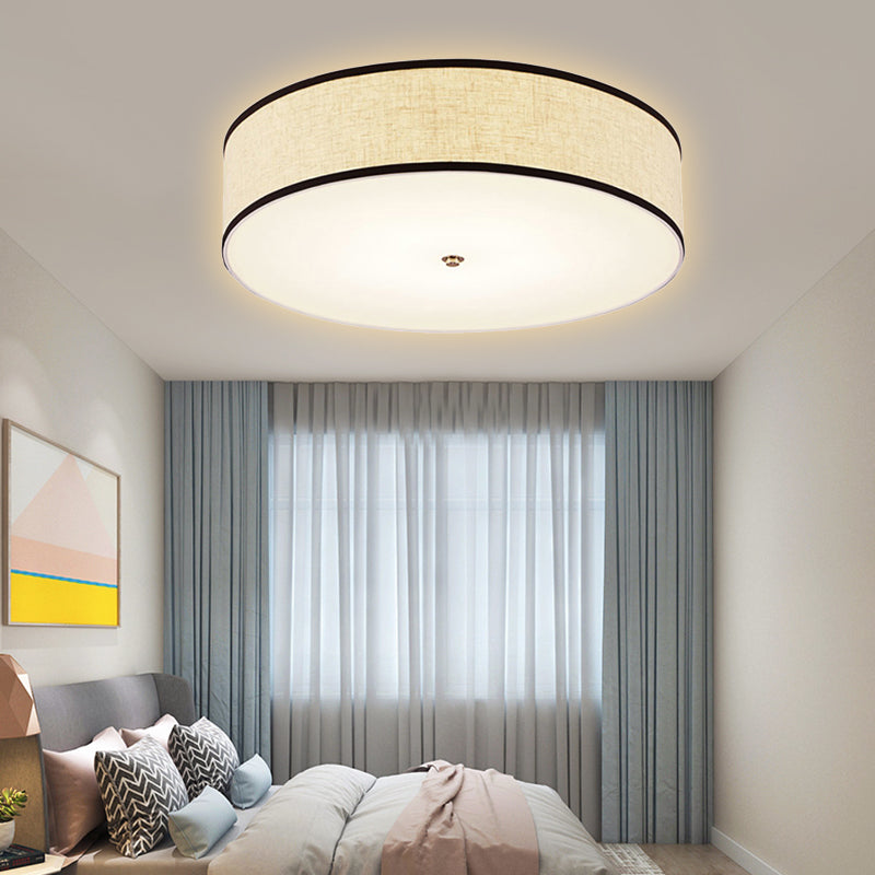 Minimalist Fabric Drum Ceiling Mounted Light - LED White Flush Mount Lamp (16"/19.5"/23.5" Dia)