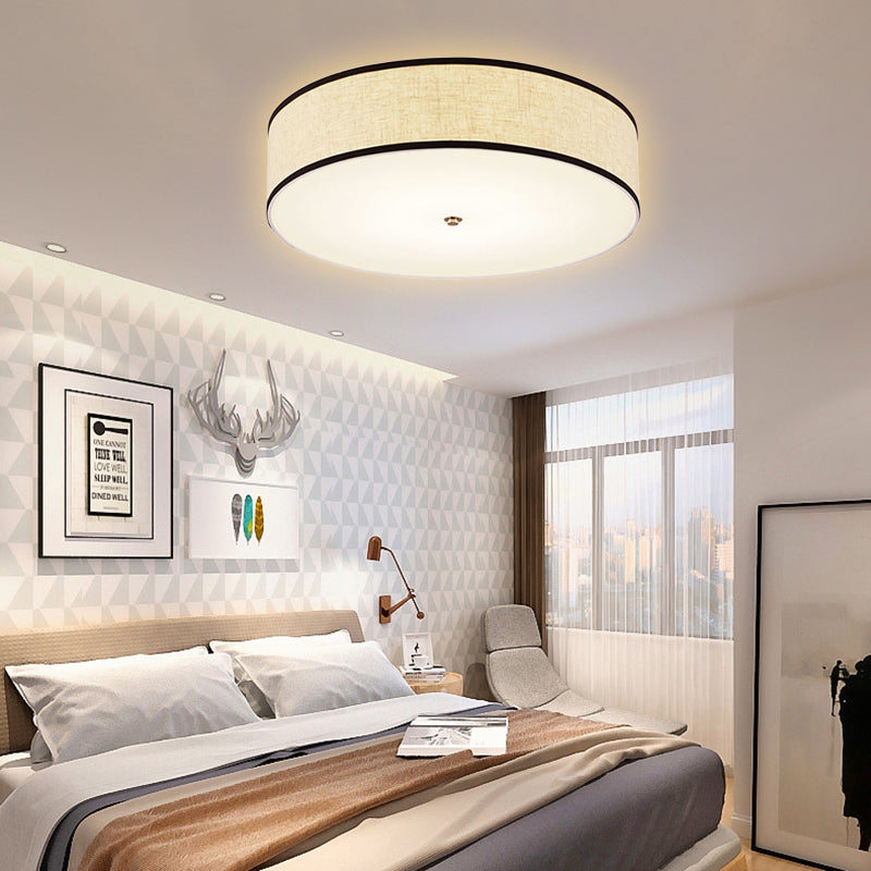 Minimalist Fabric Drum Ceiling Mounted Light - LED White Flush Mount Lamp (16"/19.5"/23.5" Dia)