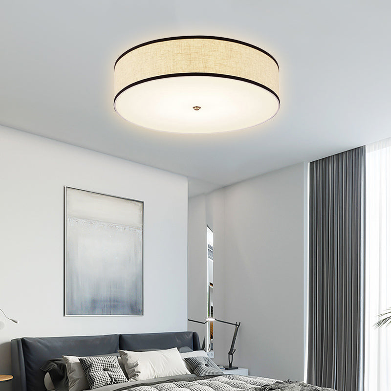 Minimalist Fabric Drum Ceiling Mounted Light - LED White Flush Mount Lamp (16"/19.5"/23.5" Dia)