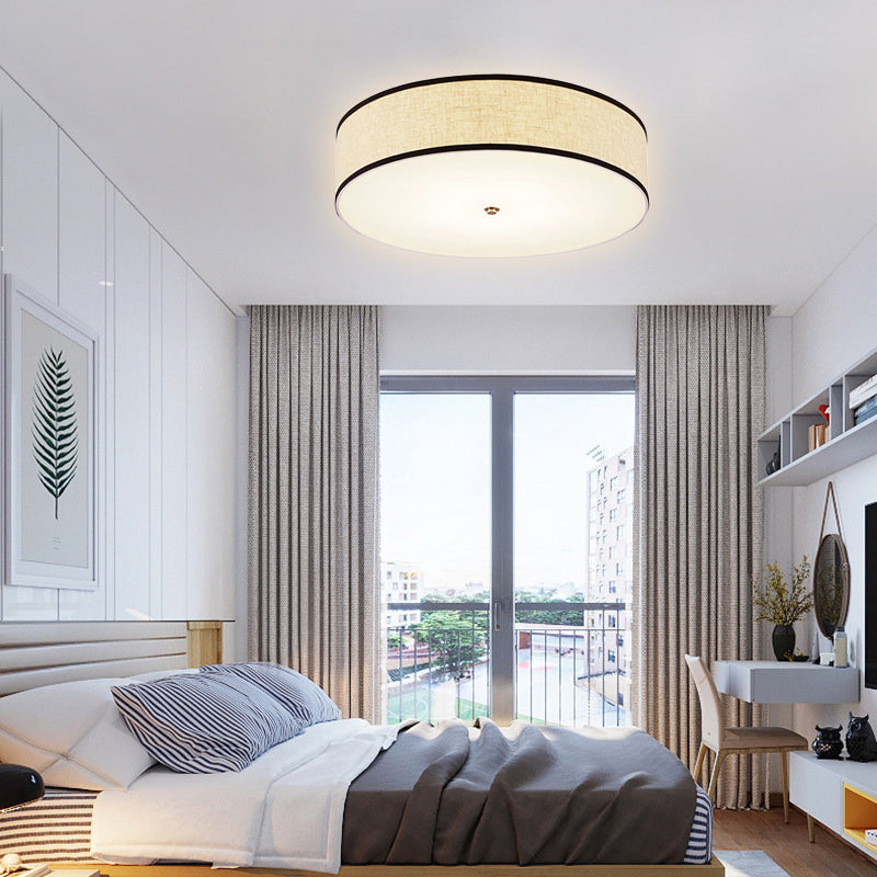 Minimalist Fabric Drum Ceiling Mounted Light - LED White Flush Mount Lamp (16"/19.5"/23.5" Dia)