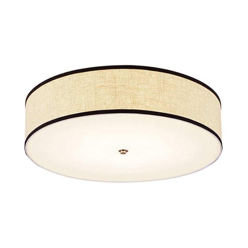 Minimalist Fabric Drum Ceiling Mounted Light - LED White Flush Mount Lamp (16"/19.5"/23.5" Dia)
