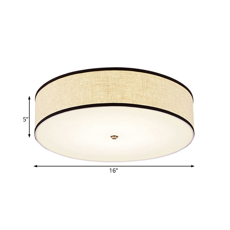 Minimalist Fabric Drum Ceiling Mounted Light - LED White Flush Mount Lamp (16"/19.5"/23.5" Dia)