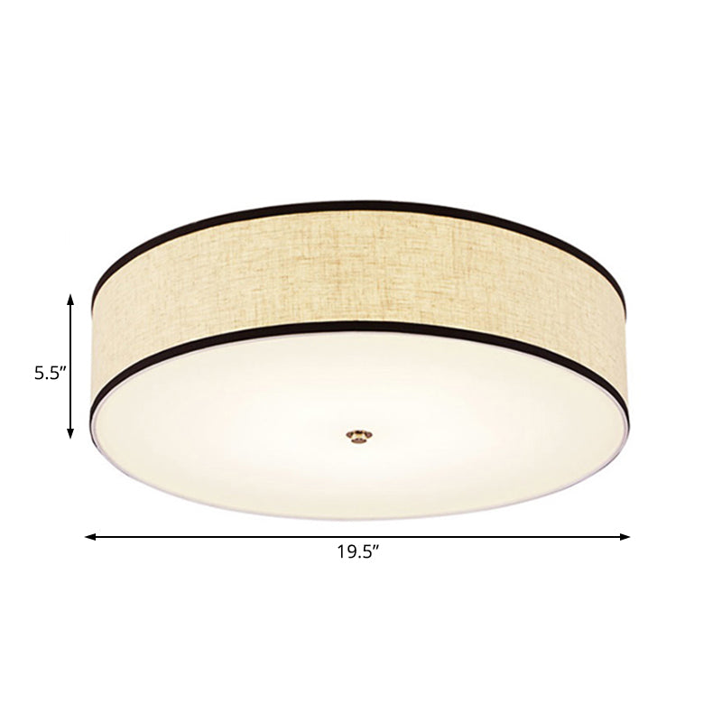 Minimalist Fabric Drum Ceiling Mounted Light - LED White Flush Mount Lamp (16"/19.5"/23.5" Dia)