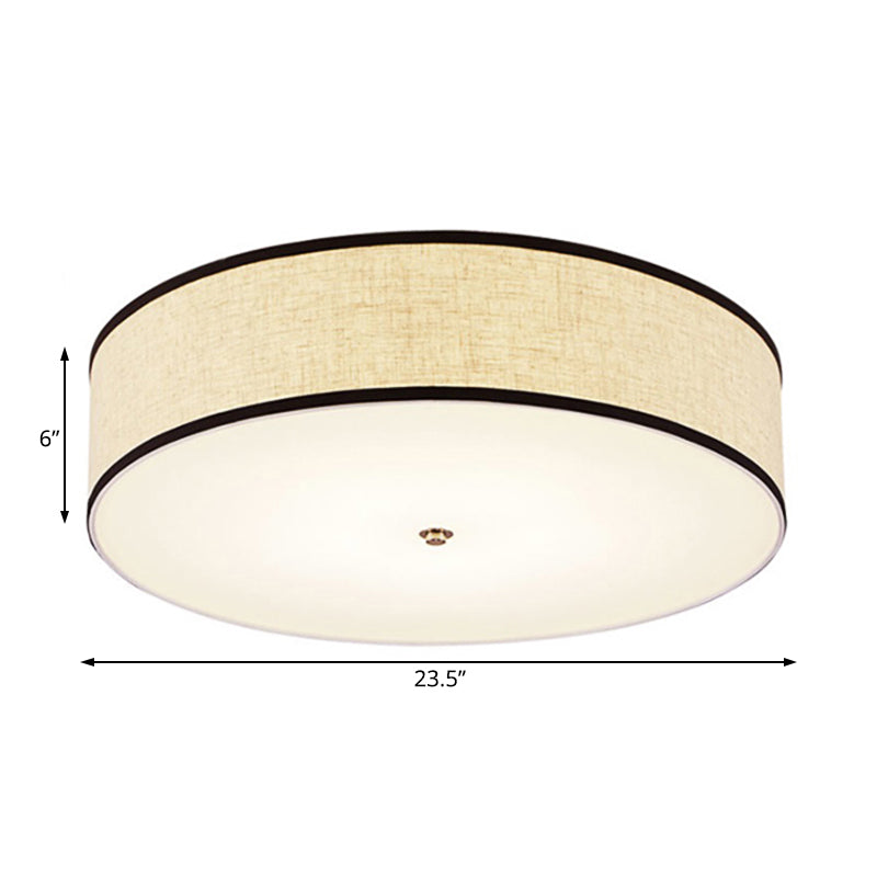 Minimalist Fabric Drum Ceiling Mounted Light - LED White Flush Mount Lamp (16"/19.5"/23.5" Dia)