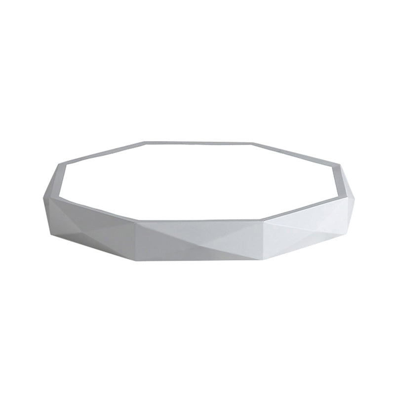 Modern Octagon Metal LED Flush Mount Lamp - 16"/19.5"/23.5" Wide, White - Perfect for Living Room