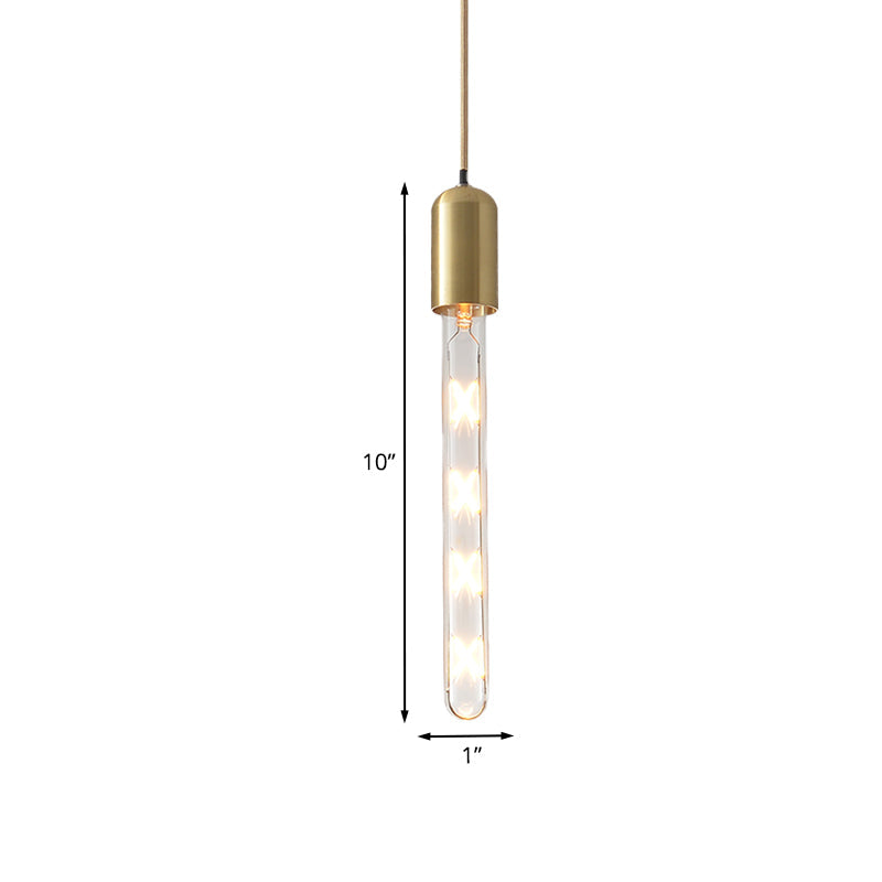 Modern Gold Tube Pendant Light With Clear Glass - Ideal For Dining Table