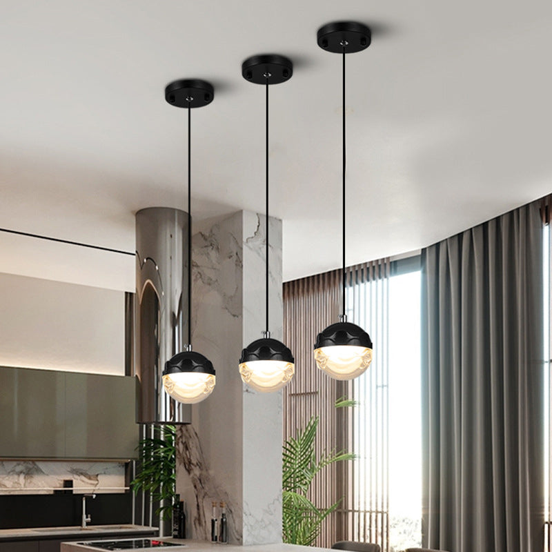 Sleek Black Acrylic Pendant Light with LED Down Lighting for Bedroom