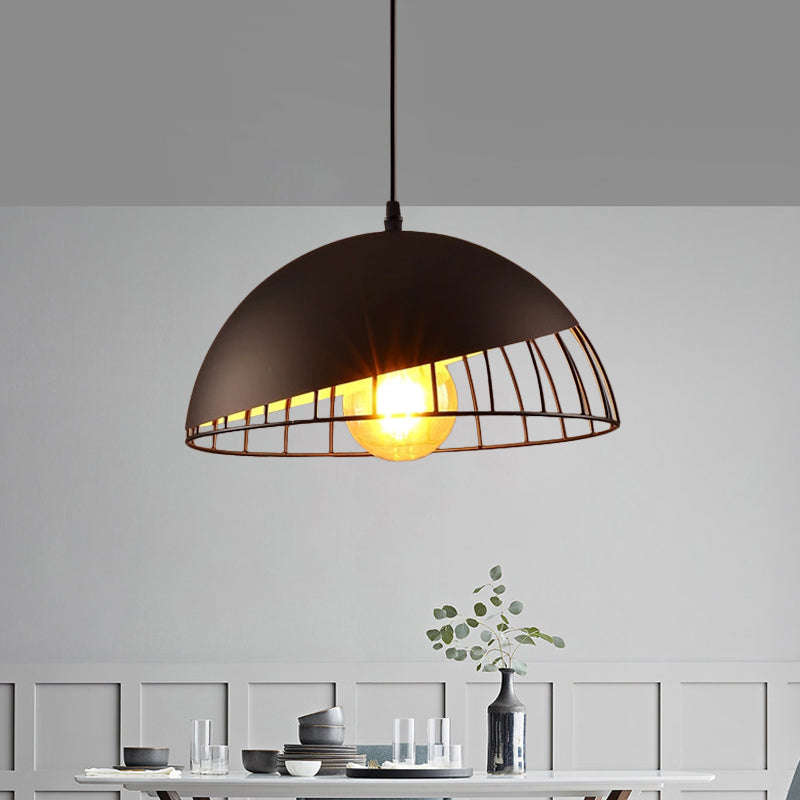 Suspension de style rétro 12"/14" avec design en forme de bol en métal - Finition noire/grise pour table à manger