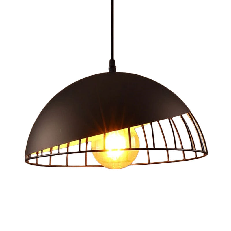 Suspension de style rétro 12"/14" avec design en forme de bol en métal - Finition noire/grise pour table à manger