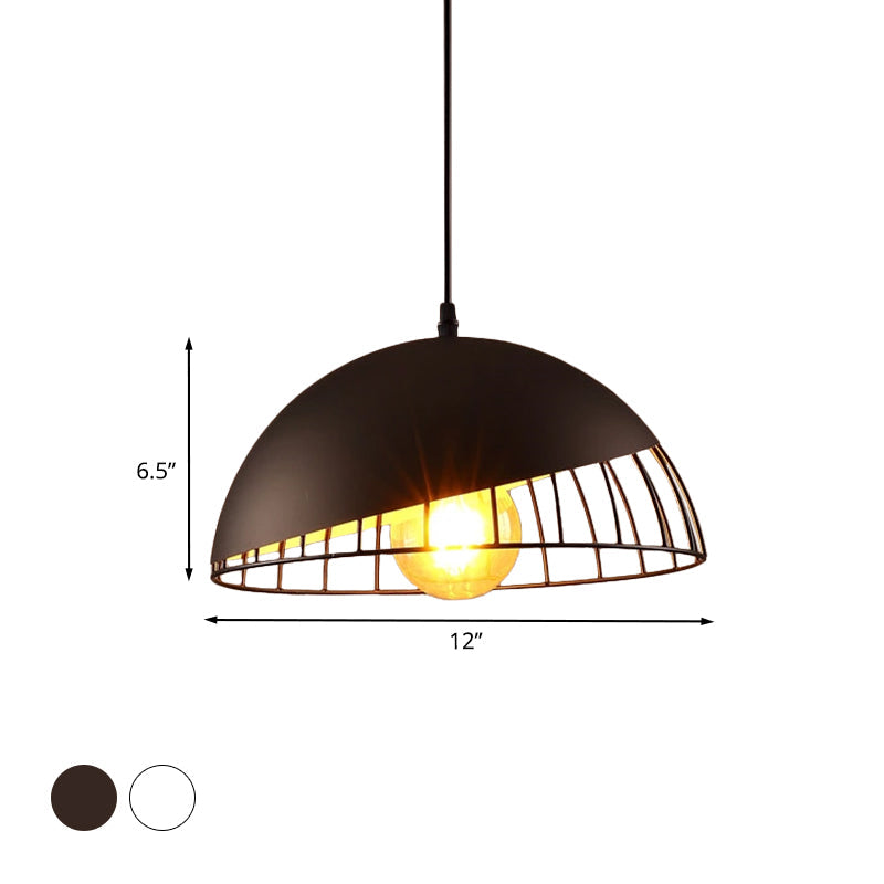 Suspension de style rétro 12"/14" avec design en forme de bol en métal - Finition noire/grise pour table à manger