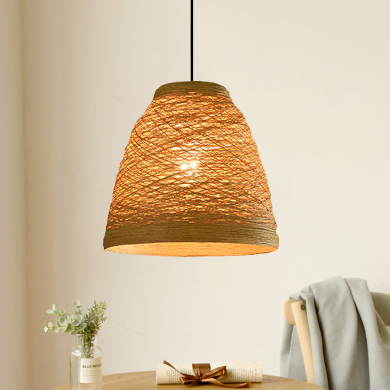 Tapered Pendant Lamp: Lodge Style 1-Light Fixture in Orange/Brown