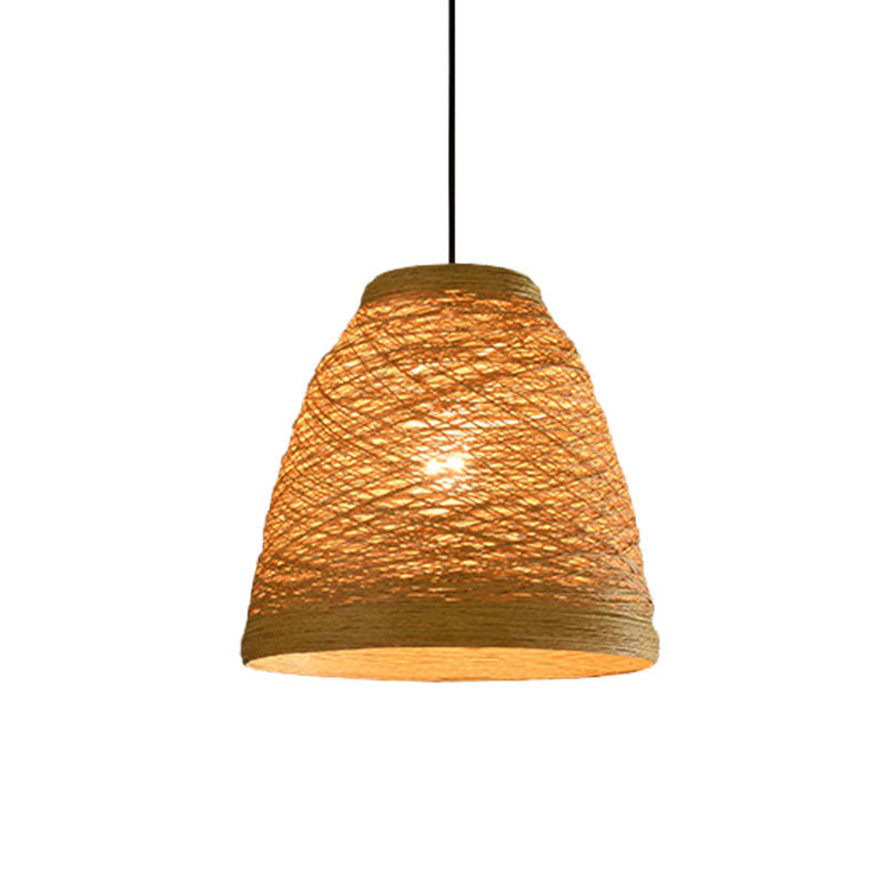 Tapered Pendant Lamp: Lodge Style 1-Light Fixture in Orange/Brown