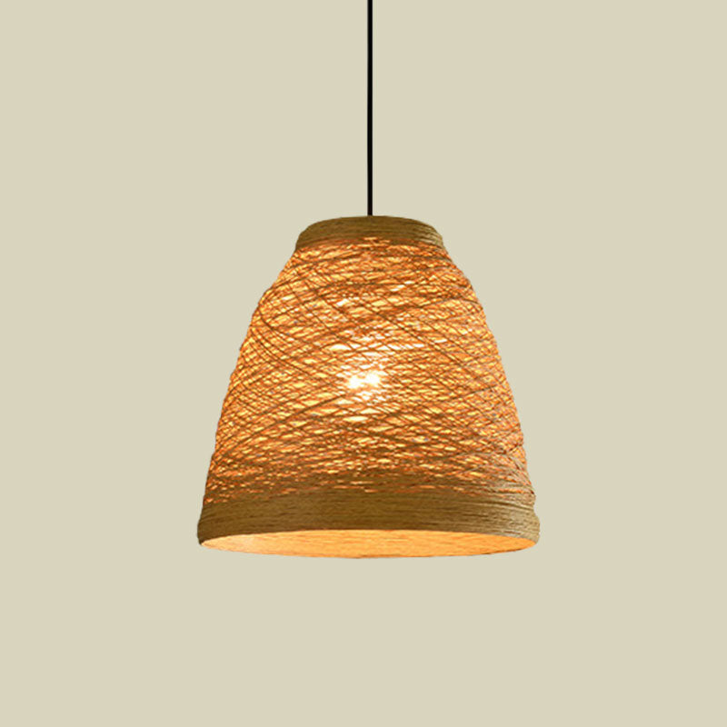 Tapered Pendant Lamp: Lodge Style 1-Light Fixture in Orange/Brown