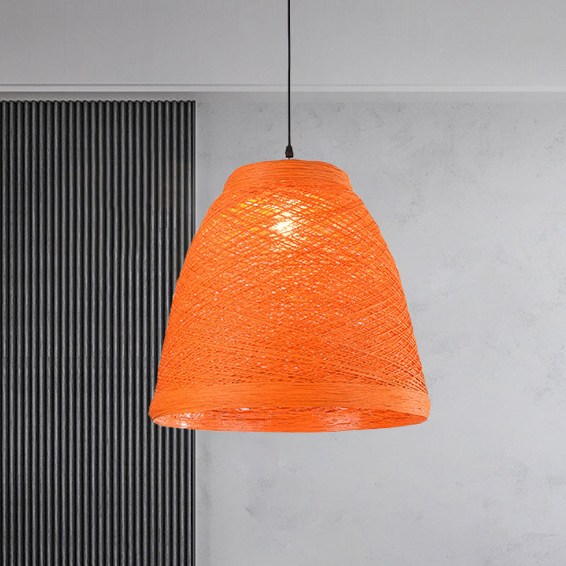 Tapered Pendant Lamp: Lodge Style 1-Light Fixture in Orange/Brown