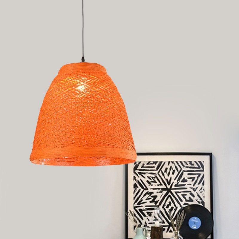 Tapered Pendant Lamp: Lodge Style 1-Light Fixture in Orange/Brown