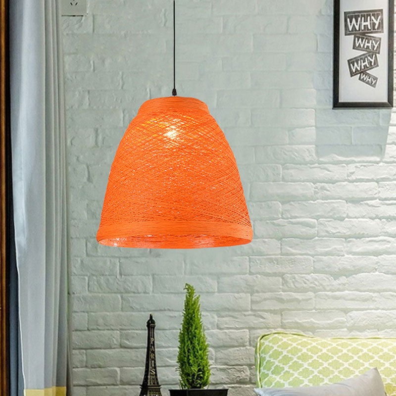 Tapered Pendant Lamp: Lodge Style 1-Light Fixture in Orange/Brown