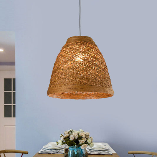 Tapered Pendant Lamp: Lodge Style 1-Light Fixture in Orange/Brown