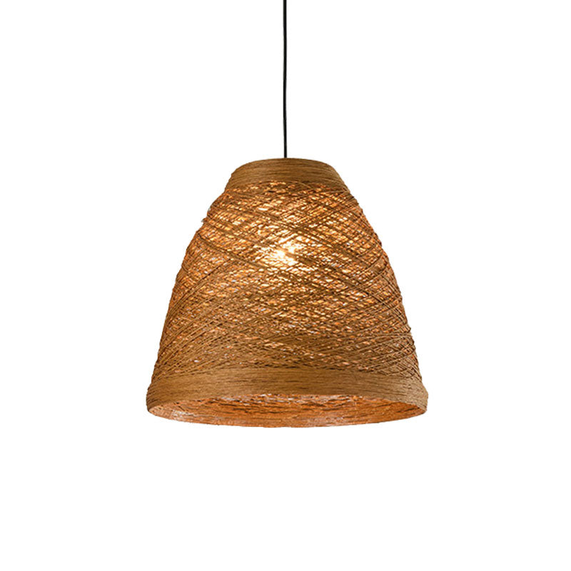 Tapered Pendant Lamp: Lodge Style 1-Light Fixture in Orange/Brown