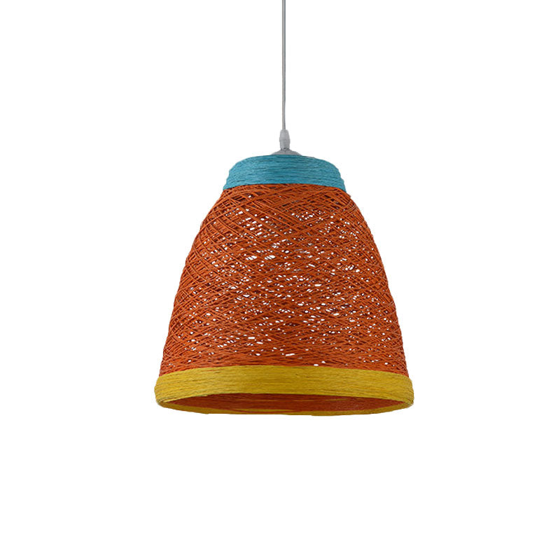 Tapered Pendant Lamp: Lodge Style 1-Light Fixture in Orange/Brown