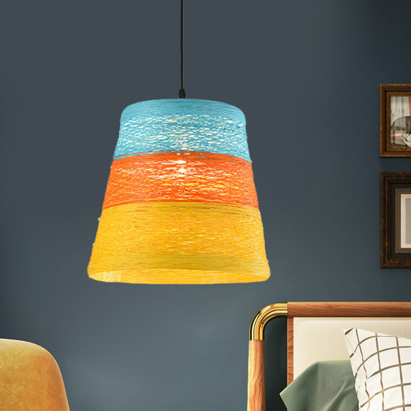 Tapered Pendant Lamp: Lodge Style 1-Light Fixture in Orange/Brown