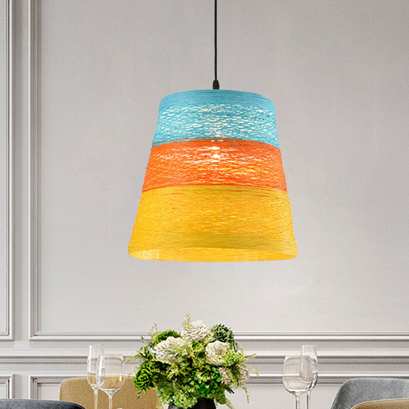 Tapered Pendant Lamp: Lodge Style 1-Light Fixture in Orange/Brown