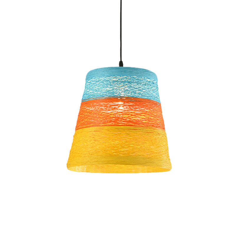 Tapered Pendant Lamp: Lodge Style 1-Light Fixture in Orange/Brown