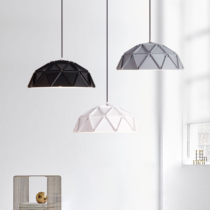 Yellow/White Macaron Domed Pendant Lamp: Modern Metallic Hanging Ceiling Light for Living Room