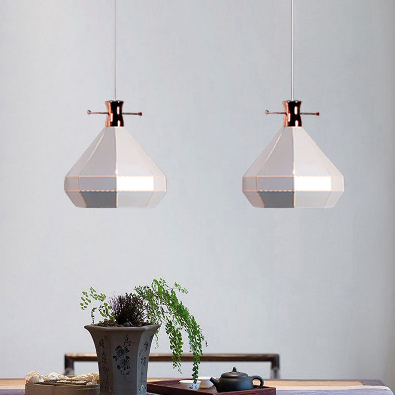 Modern Metal and Wood Pendant Light with Cylinder/Diamond Shade - 1 Light, Black/White