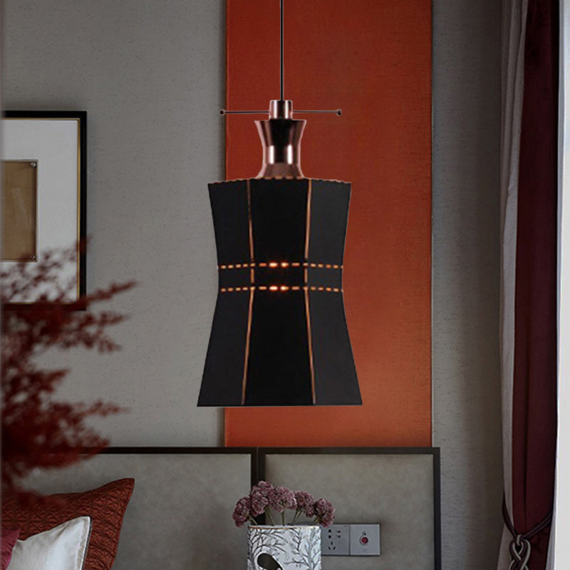 Modern Metal and Wood Pendant Light with Cylinder/Diamond Shade - 1 Light, Black/White