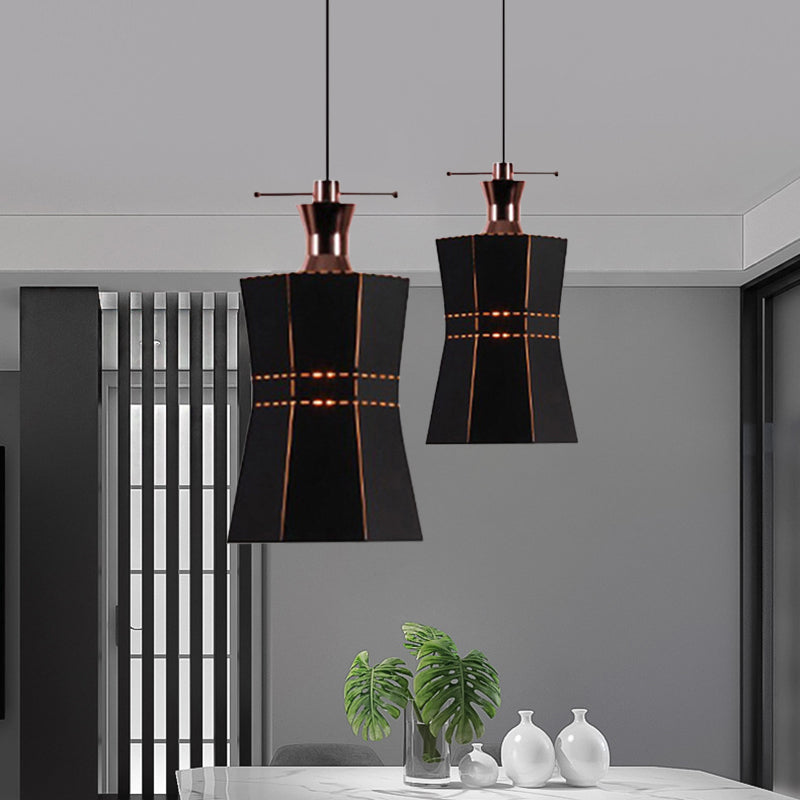 Modern Metal And Wood Pendant Light - Cylinder/Diamond Shade 1 Black/White