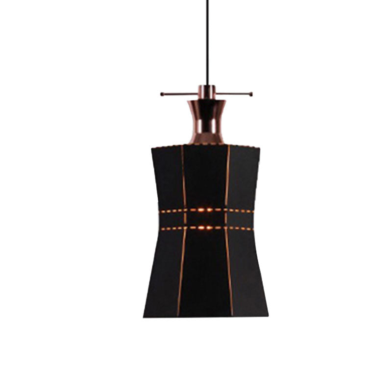 Modern Metal and Wood Pendant Light with Cylinder/Diamond Shade - 1 Light, Black/White