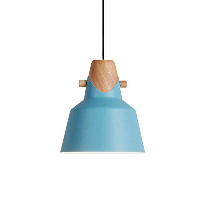 Macaron Barn Style Ceiling Light - Sleek Metal And Wood Pendant Lamp In Black/White