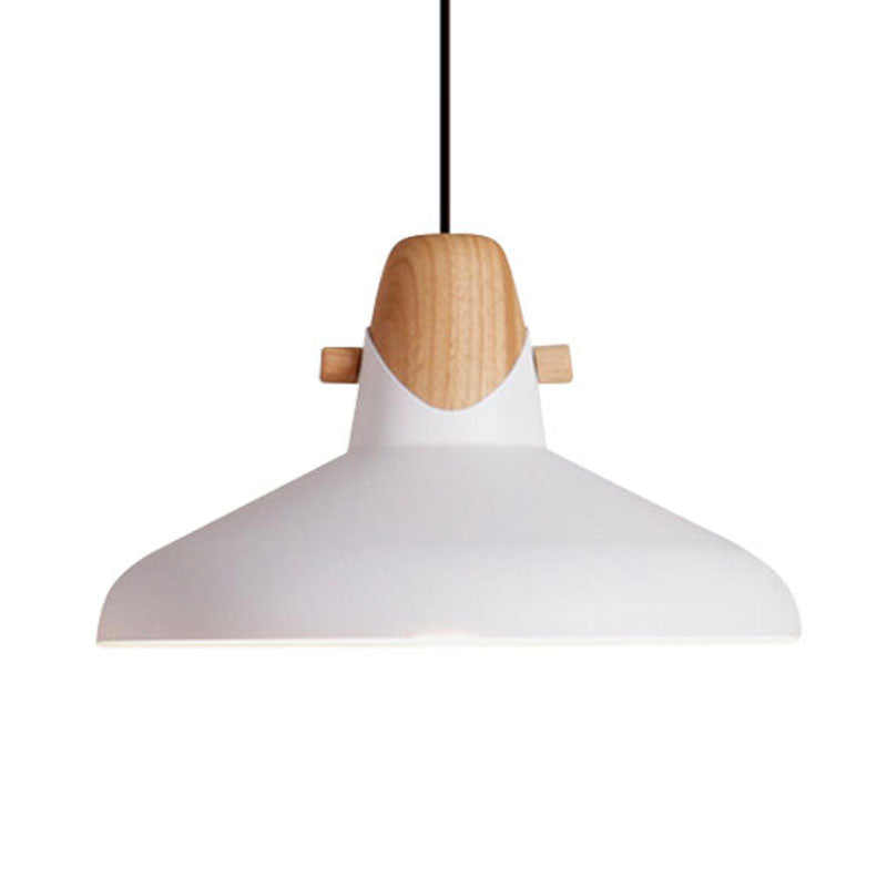 Macaron Barn Style Ceiling Light - Sleek Metal And Wood Pendant Lamp In Black/White