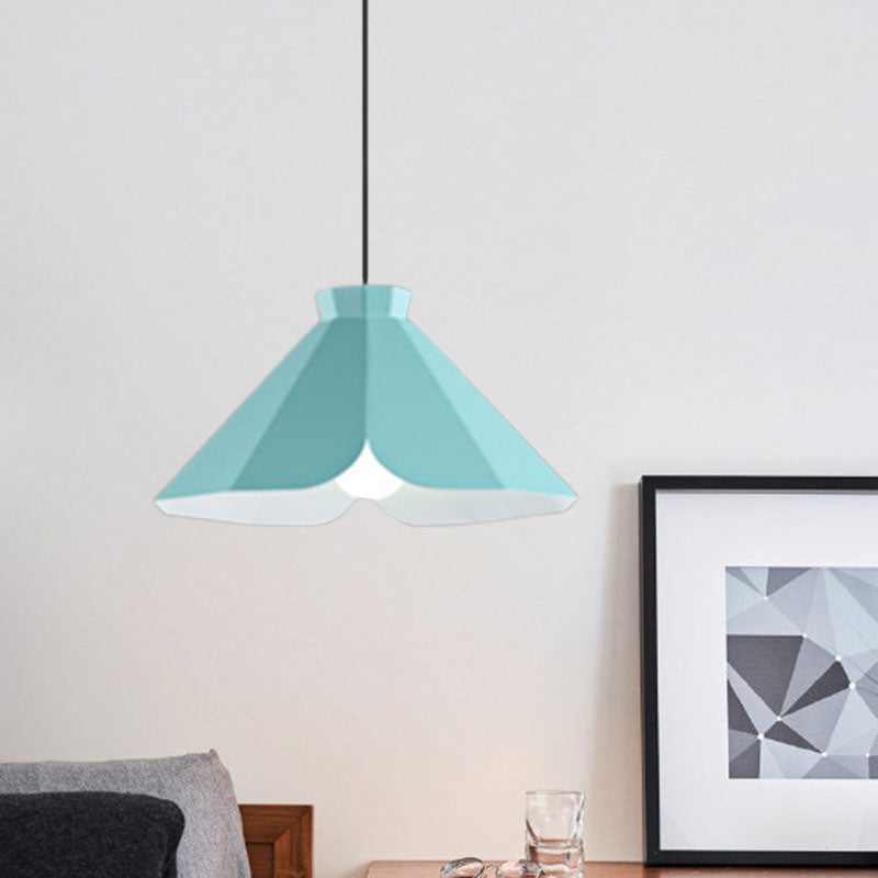 Macaron-Style Metallic Pendant Light: Restaurant Hanging Lamp, Blue/Green/Orange
