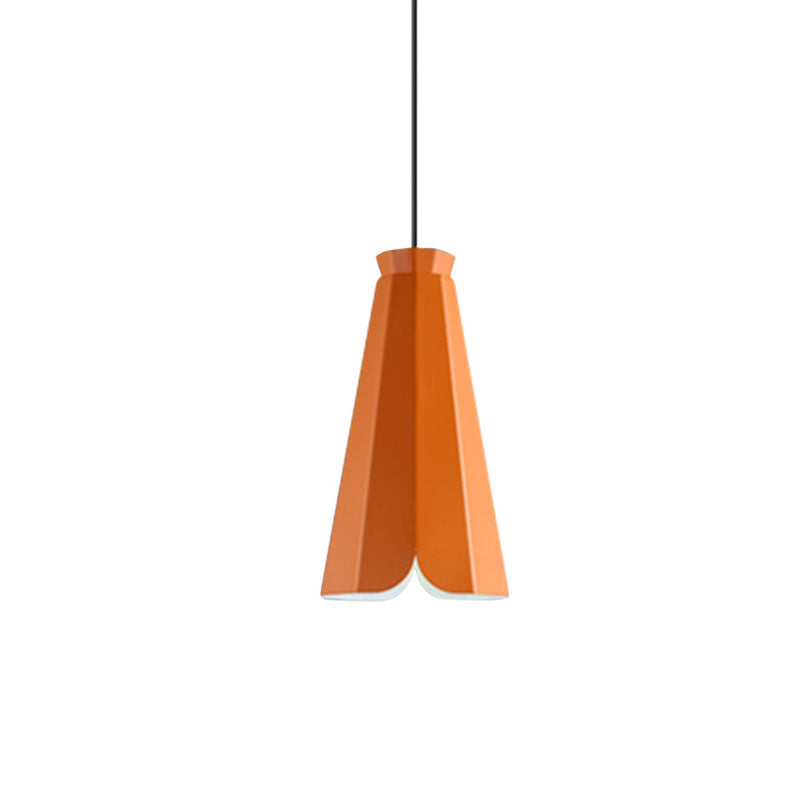 Macaron Style Metallic Pendant Light Fixture - 1 Restaurant Hanging Lamp (Blue/Green/Orange)