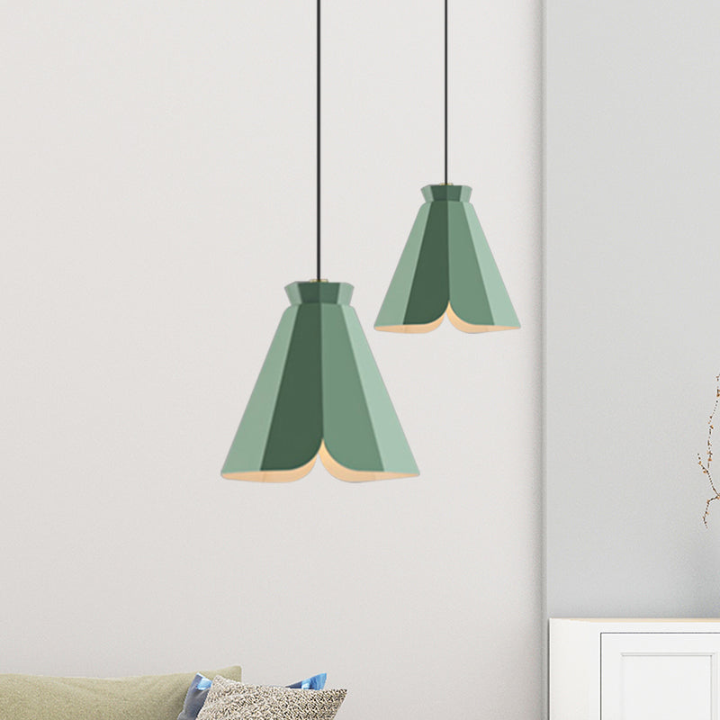 Macaron-Style Metallic Pendant Light: Restaurant Hanging Lamp, Blue/Green/Orange