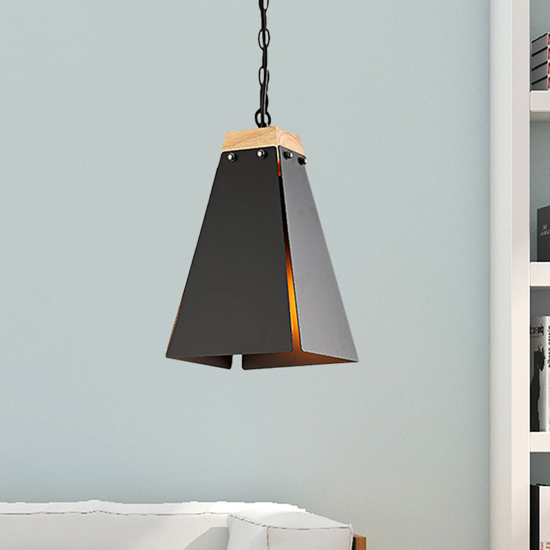 Contemporary Black/White Metal Pyramid Pendant Light - Adjustable Chain, Ideal for Ceilings