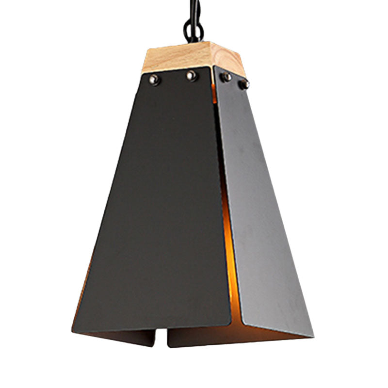 Contemporary Pyramid Pendant Light: Sleek Black/White Metal Ceiling Fixture | Adjustable Chain