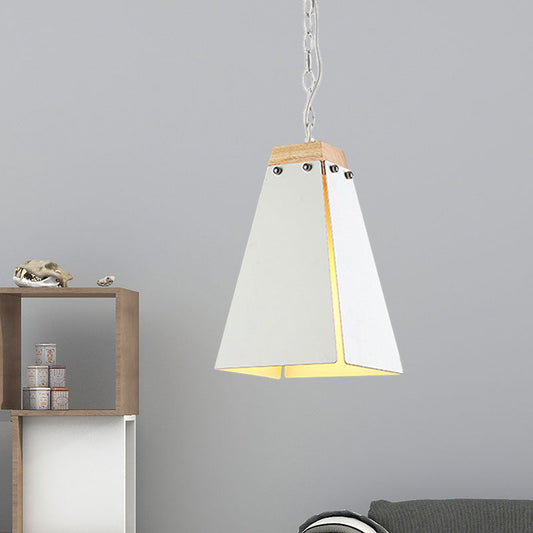Contemporary Black/White Metal Pyramid Pendant Light - Adjustable Chain, Ideal for Ceilings